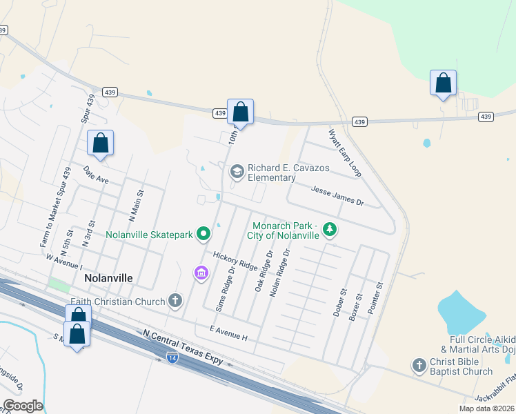 map of restaurants, bars, coffee shops, grocery stores, and more near 356 Nolan Ridge Drive in Nolanville
