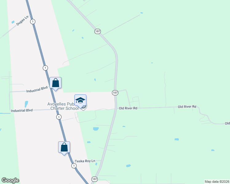 map of restaurants, bars, coffee shops, grocery stores, and more near Cocoville Road in Mansura