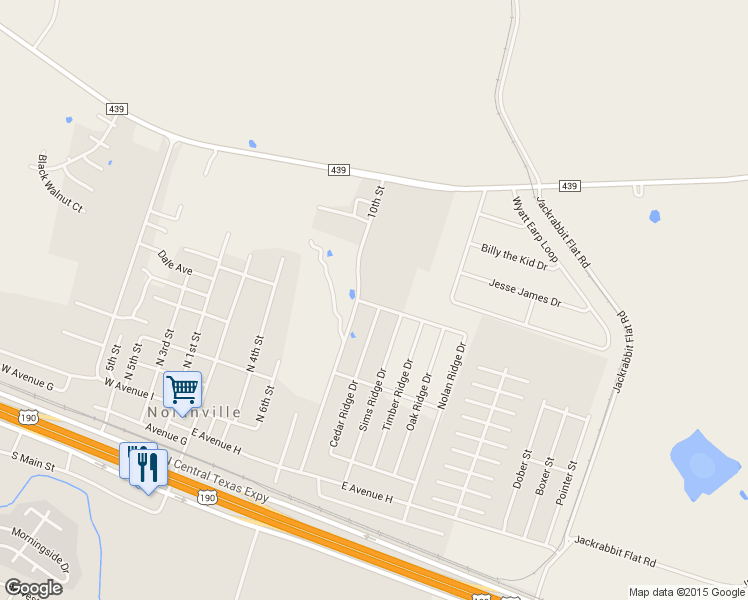 map of restaurants, bars, coffee shops, grocery stores, and more near 370 Nolan Ridge Drive in Nolanville