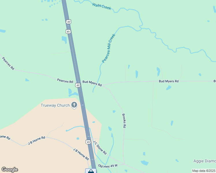 map of restaurants, bars, coffee shops, grocery stores, and more near 145 Brooks Road in Hattiesburg