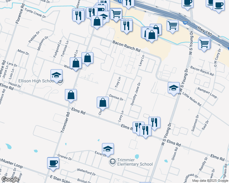 map of restaurants, bars, coffee shops, grocery stores, and more near 1508 Mamye Jane Drive in Killeen