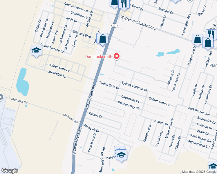 map of restaurants, bars, coffee shops, grocery stores, and more near 5308 Golden Gate Drive in Killeen