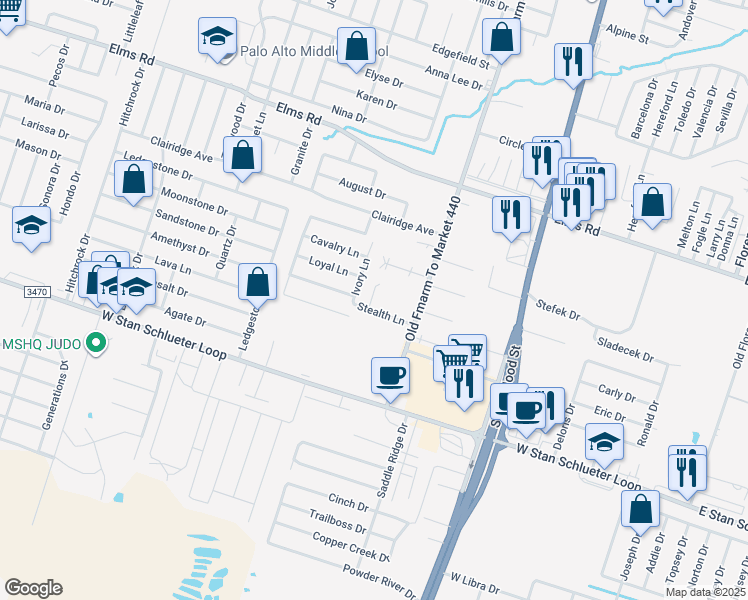 map of restaurants, bars, coffee shops, grocery stores, and more near 4403 Old FM 440 Road in Killeen