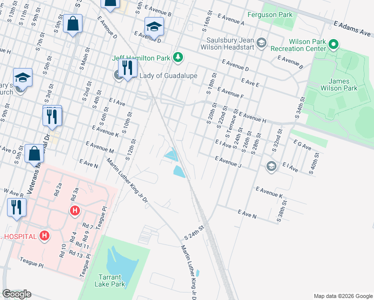 map of restaurants, bars, coffee shops, grocery stores, and more near 1008 South 18th Street in Temple