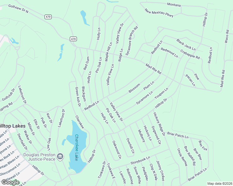 map of restaurants, bars, coffee shops, grocery stores, and more near 170 Redbud Lane in Hilltop Lakes