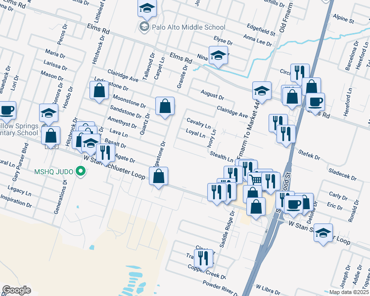 map of restaurants, bars, coffee shops, grocery stores, and more near 4510 Cambridge Drive in Killeen