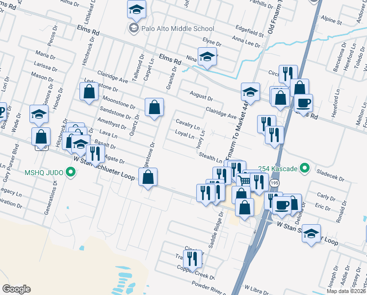 map of restaurants, bars, coffee shops, grocery stores, and more near 1208 Vanguard Lane in Killeen