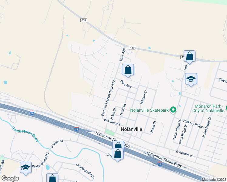 map of restaurants, bars, coffee shops, grocery stores, and more near 507 Manhatten Drive in Nolanville