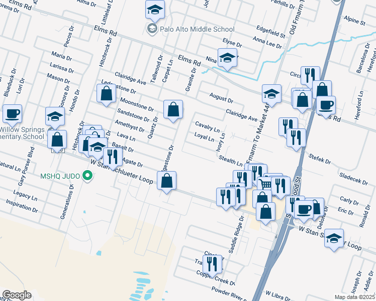 map of restaurants, bars, coffee shops, grocery stores, and more near 4502 Cambridge Drive in Killeen