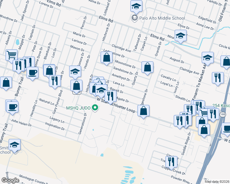 map of restaurants, bars, coffee shops, grocery stores, and more near 2011 Agate Drive in Killeen