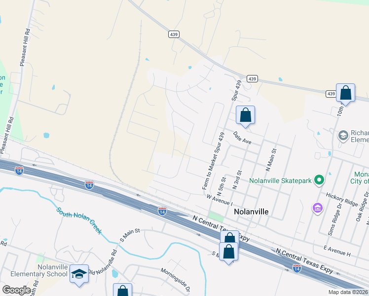 map of restaurants, bars, coffee shops, grocery stores, and more near 108 North Drive in Nolanville