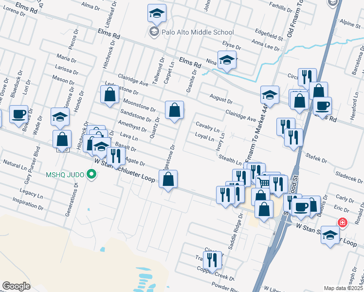 map of restaurants, bars, coffee shops, grocery stores, and more near 4502 Cambridge Drive in Killeen