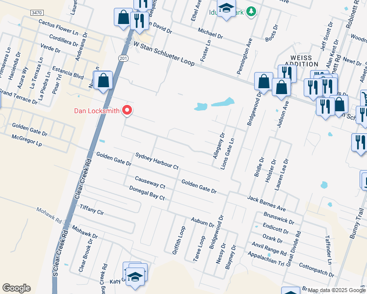 map of restaurants, bars, coffee shops, grocery stores, and more near 4900 Ranch Meadow Street in Killeen