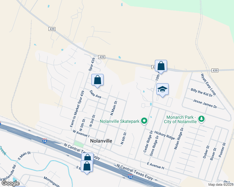 map of restaurants, bars, coffee shops, grocery stores, and more near 803 North Main Street in Nolanville