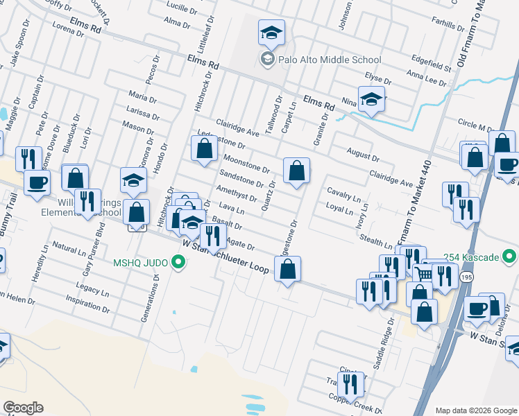 map of restaurants, bars, coffee shops, grocery stores, and more near 2004 Amethyst Drive in Killeen