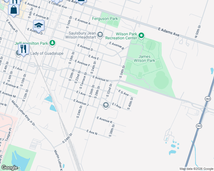 map of restaurants, bars, coffee shops, grocery stores, and more near 705 S 30th St in Temple