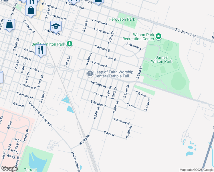 map of restaurants, bars, coffee shops, grocery stores, and more near 802 South 24th Street in Temple