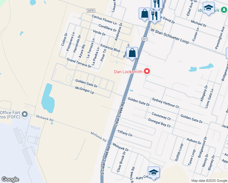 map of restaurants, bars, coffee shops, grocery stores, and more near 5601 Clear Creek Road in Killeen