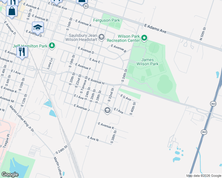 map of restaurants, bars, coffee shops, grocery stores, and more near 705 South 30th Street in Temple