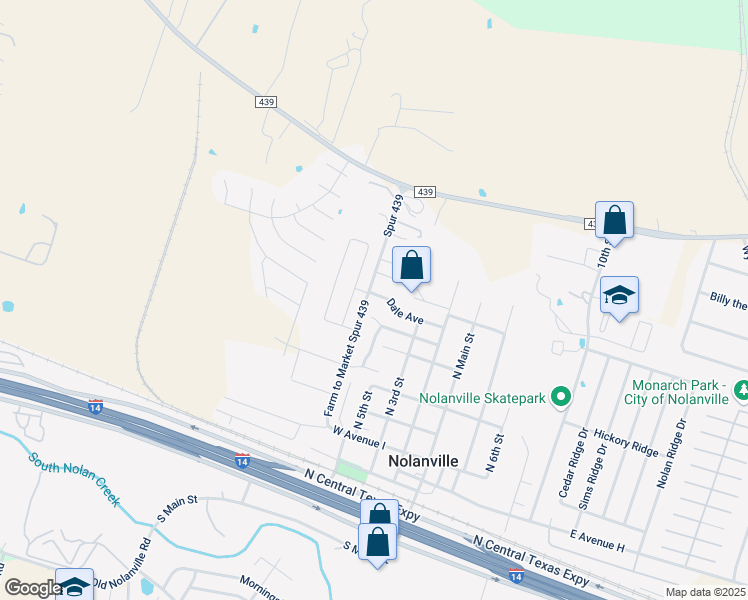 map of restaurants, bars, coffee shops, grocery stores, and more near 408 West Street John Avenue in Nolanville
