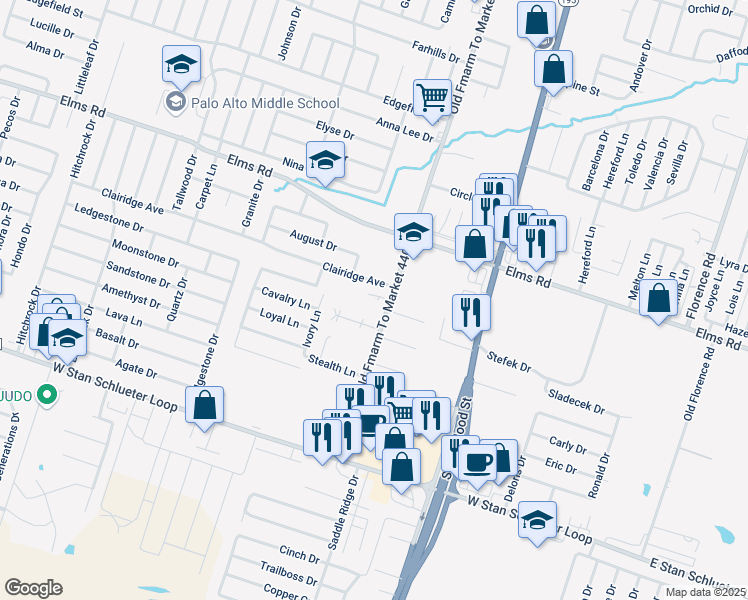 map of restaurants, bars, coffee shops, grocery stores, and more near 4201 Old FM 440 Road in Killeen