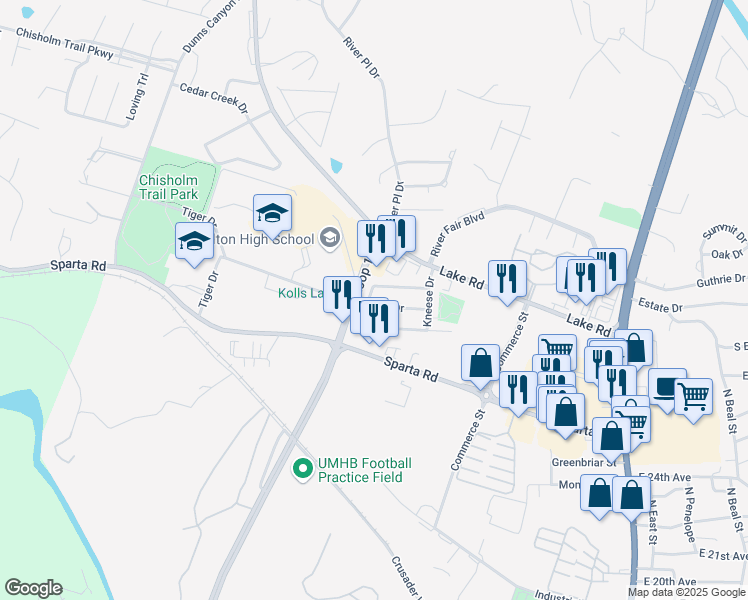map of restaurants, bars, coffee shops, grocery stores, and more near 517 Stiles Drive in Belton