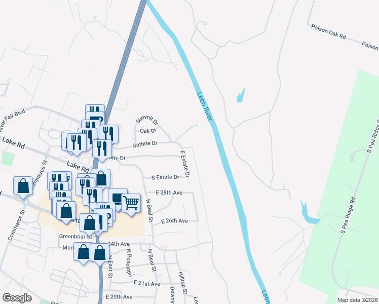 map of restaurants, bars, coffee shops, grocery stores, and more near 1000 Estate Dr in Belton