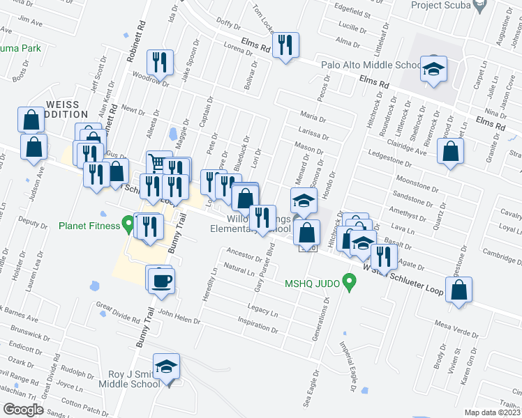 map of restaurants, bars, coffee shops, grocery stores, and more near 4606 Bowles Drive in Killeen