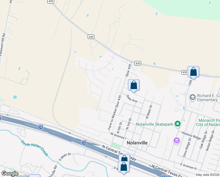 map of restaurants, bars, coffee shops, grocery stores, and more near 219 Black Walnut Court in Nolanville