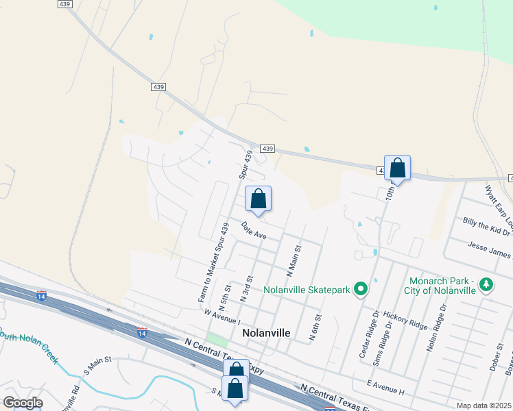 map of restaurants, bars, coffee shops, grocery stores, and more near 159 Ryan Circle in Nolanville