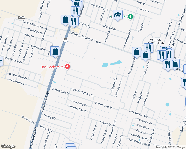 map of restaurants, bars, coffee shops, grocery stores, and more near 4905 Old Homestead Street in Killeen
