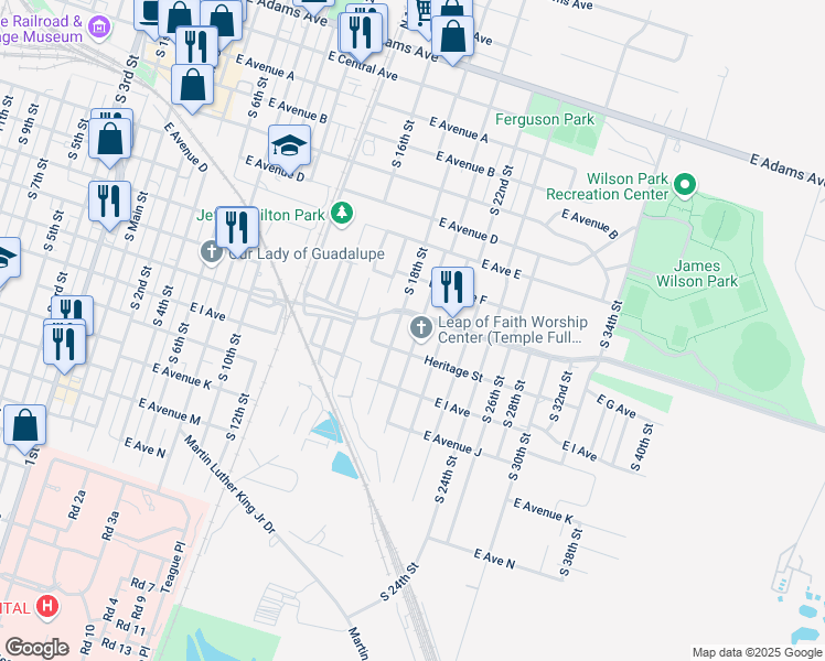 map of restaurants, bars, coffee shops, grocery stores, and more near 709 South 18th Street in Temple