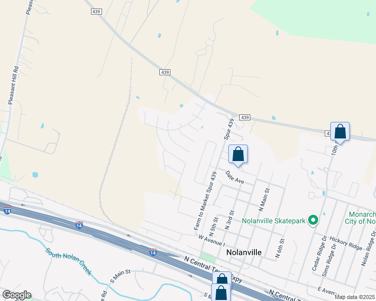 map of restaurants, bars, coffee shops, grocery stores, and more near 219 Black Walnut Court in Nolanville