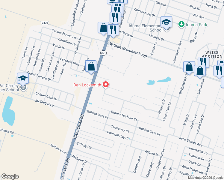 map of restaurants, bars, coffee shops, grocery stores, and more near 5300 Rimes Ranch Drive in Killeen