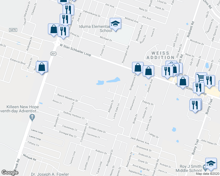 map of restaurants, bars, coffee shops, grocery stores, and more near 5006 Sorcerer Court in Killeen