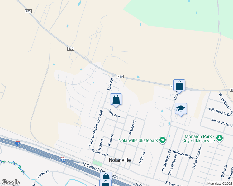 map of restaurants, bars, coffee shops, grocery stores, and more near 159 Ryan Circle in Nolanville