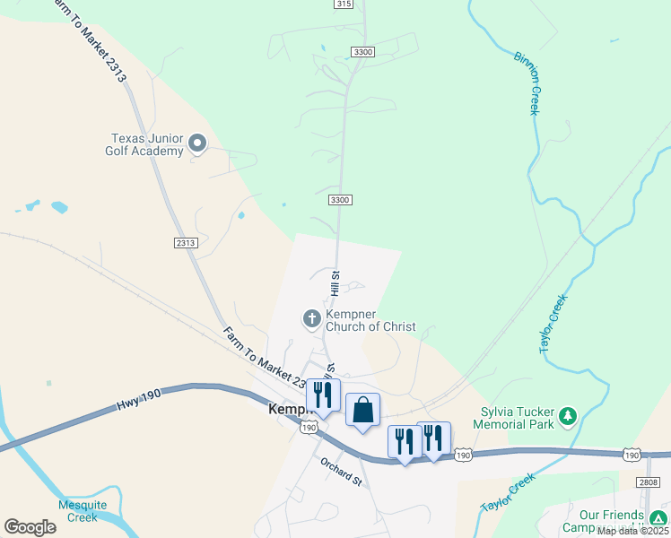 map of restaurants, bars, coffee shops, grocery stores, and more near 531 County Road 24 in Kempner