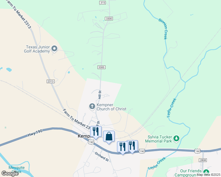 map of restaurants, bars, coffee shops, grocery stores, and more near 531 County Road 24 in Kempner