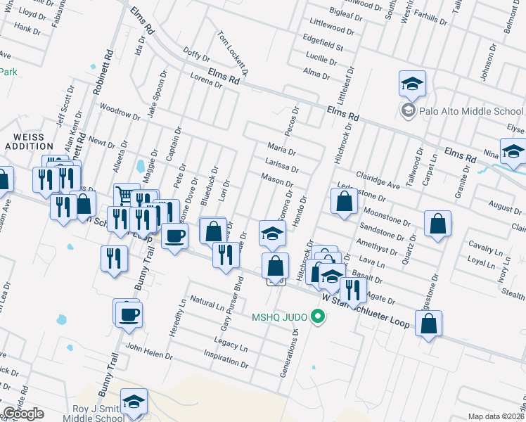 map of restaurants, bars, coffee shops, grocery stores, and more near 4405 Wade Drive in Killeen