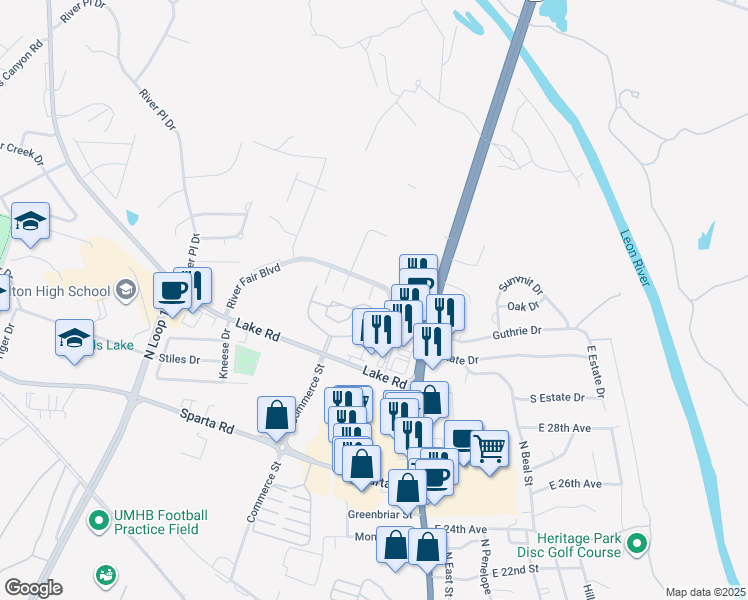 map of restaurants, bars, coffee shops, grocery stores, and more near 3103 Sweetwater Cove in Belton