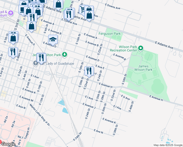 map of restaurants, bars, coffee shops, grocery stores, and more near 603 South 22nd Street in Temple
