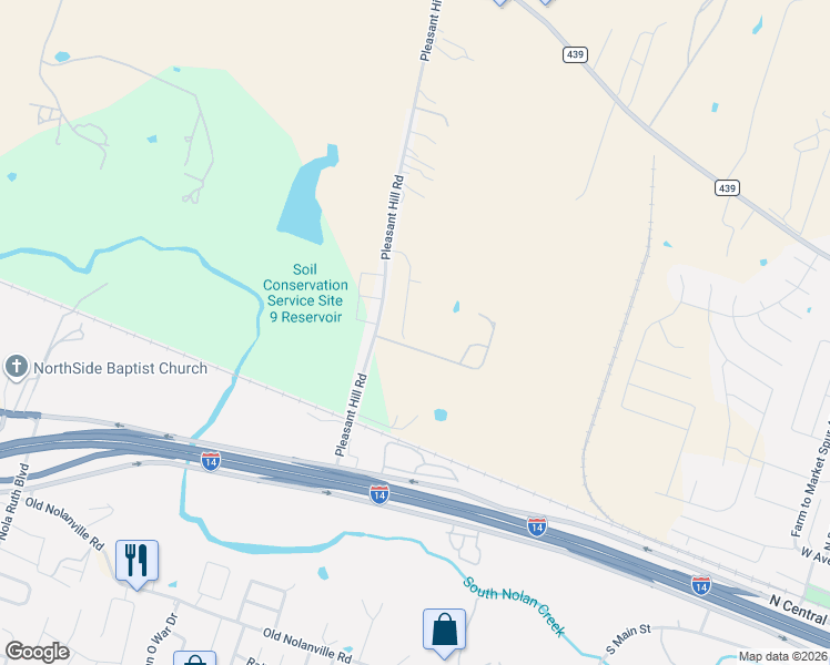 map of restaurants, bars, coffee shops, grocery stores, and more near 321 Wayne Drive in Nolanville
