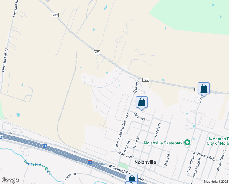 map of restaurants, bars, coffee shops, grocery stores, and more near 210 Coffee Tree Court in Nolanville