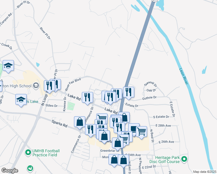 map of restaurants, bars, coffee shops, grocery stores, and more near 3103 Sweetwater Cove in Belton