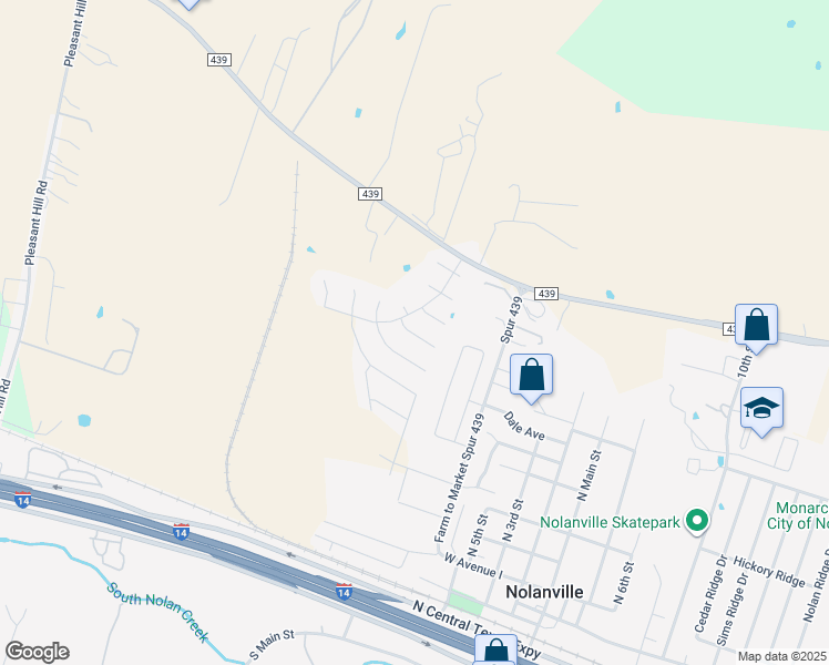 map of restaurants, bars, coffee shops, grocery stores, and more near 203 Sugar Maple Court in Nolanville