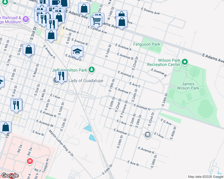 map of restaurants, bars, coffee shops, grocery stores, and more near 607 South Knob Street in Temple