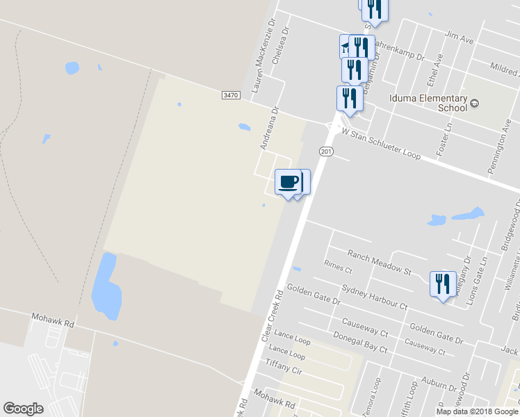 map of restaurants, bars, coffee shops, grocery stores, and more near 5301 South Clear Creek Road in Killeen