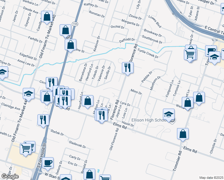 map of restaurants, bars, coffee shops, grocery stores, and more near 10 Peggy Lane in Killeen
