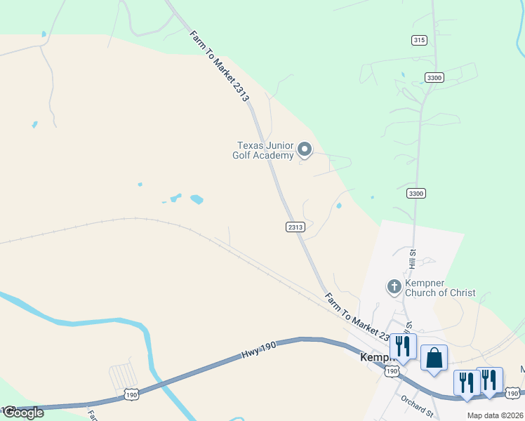 map of restaurants, bars, coffee shops, grocery stores, and more near in Kempner