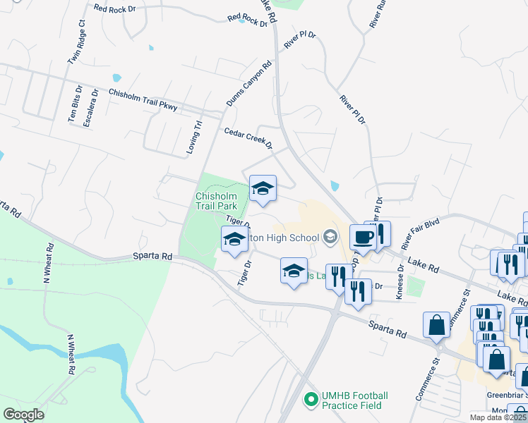 map of restaurants, bars, coffee shops, grocery stores, and more near 600 Lake Road in Belton
